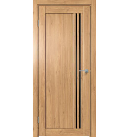 Дверь межкомнатная Future-604 ПВХ, Дуб Винчестер светлый, остекленная, лакобель чёрный, царговая