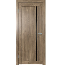 Дверь межкомнатная Future-604 ПВХ, Дуб Винчестер трюфель, остекленная, лакобель чёрный, царговая