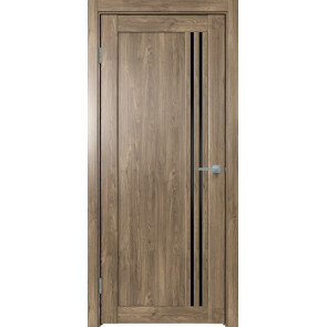 Дверь межкомнатная Future-604 ПВХ Дуб Винчестер трюфель, остекленная, лакобель чёрный, царговая