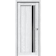 Дверь межкомнатная Future-608 ПВХ, Дуб патина серый, остекленная, лакобель чёрный, царговая