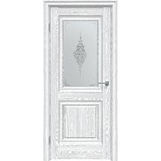Дверь межкомнатная "Future-621" Дуб патина серый, стекло Сатин белый лак прозрачный