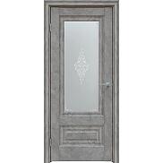 Дверь межкомнатная "Future-631" Бетон темно-серый, стекло Сатин белый лак перламутр