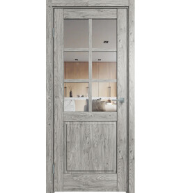 Дверь межкомнатная Future-638 ПВХ, Дуб винчестер серый, остекленная, прозрачное, царговая
