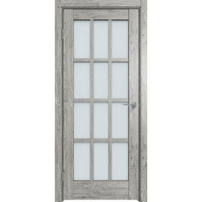 Дверь межкомнатная Future-642 ПВХ Дуб винчестер серый, остекленная, сатинат белый, царговая