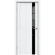 Дверь межкомнатная "Future-655" Дуб серена белый кристалл, стекло Лакобель черное