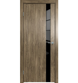 Дверь межкомнатная Future-655 ПВХ, Дуб Винчестер трюфель, остекленная, лакобель чёрный, царговая