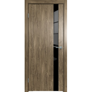 Дверь межкомнатная Future-655 ПВХ Дуб Винчестер трюфель, остекленная, лакобель чёрный, царговая