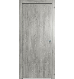 Дверь межкомнатная Future-701 ПВХ, Дуб винчестер серый, глухая, кромка алюминиевая черная матовая, каркасно-щитовая