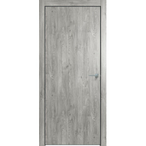 Дверь межкомнатная Future-701 ПВХ Дуб винчестер серый, глухая, кромка алюминиевая черная матовая, каркасно-щитовая