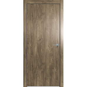 Дверь межкомнатная Future-701 ПВХ Дуб Винчестер трюфель, без вставки, глухая, кромка алюминиевая черная матовая, каркасно-щитовая