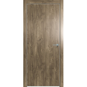 Дверь межкомнатная Future-701 ПВХ Дуб Винчестер трюфель, без вставки, глухая, кромка алюминиевая матовый хром, каркасно-щитовая