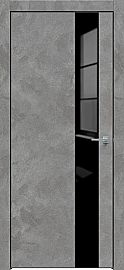 Дверь межкомнатная  "Future-703" Бетон темно-серый стекло Лакобель чёрный, кромка-чёрная матовая