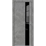 Дверь межкомнатная  "Future-703" Бетон темно-серый стекло Лакобель белый, кромка-чёрная матовая