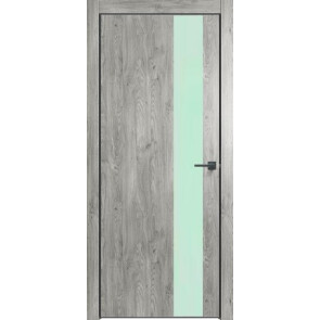 Дверь межкомнатная future-703, ПВХ, дуб винчестер серый, глухая, скрытая, кромка алюминиевая черная матовая, каркасно-щитовая