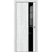 Дверь межкомнатная "Future-703" Дуб патина серый, вставка Лакобель чёрный, кромка-чёрная матовая