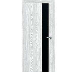 Дверь межкомнатная "Future-703" Дуб патина серый, вставка Лакобель чёрный, кромка-ABS