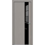 Дверь межкомнатная "Future-703" Дуб Серена каменно-серый, вставка Лакобель чёрный, кромка-чёрная матовая