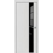 Дверь межкомнатная "Future-703" Дуб Серена светло-серый, вставка Лакобель чёрный, кромка-матовый хром