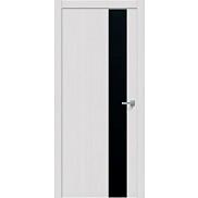 Дверь межкомнатная "Future-703" Дуб Серена светло-серый, вставка Лакобель чёрный, кромка-ABS