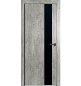 Дверь межкомнатная Future-703 ПВХ, Дуб винчестер серый, глухая, кромка алюминиевая черная матовая, каркасно-щитовая