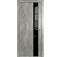 Дверь межкомнатная "Future-703" Дуб винчестер серый, вставка Лакобель чёрный, кромка-чёрная матовая