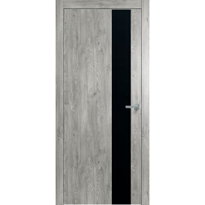 Дверь межкомнатная Future-703 ПВХ Дуб винчестер серый, лакобель чёрный, глухая, каркасно-щитовая