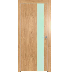 Дверь межкомнатная Future-703 ПВХ, Дуб Винчестер светлый, глухая, лакобель белый, кромка алюминиевая матовый хром, каркасно-щитовая