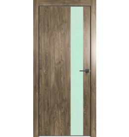 Дверь межкомнатная Future-703 ПВХ, Дуб Винчестер трюфель, глухая, лакобель белый, кромка алюминиевая черная матовая, каркасно-щитовая