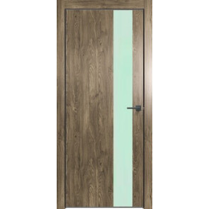 Дверь межкомнатная Future-703 ПВХ Дуб Винчестер трюфель, лакобель белый, глухая, лакобель белый, кромка алюминиевая черная матовая, каркасно-щитовая