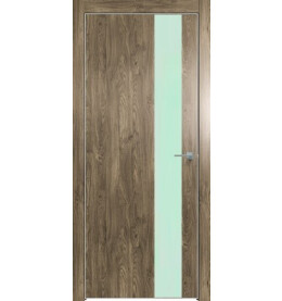 Дверь межкомнатная Future-703 ПВХ, Дуб Винчестер трюфель, глухая, лакобель белый, кромка алюминиевая матовый хром, каркасно-щитовая