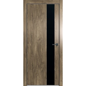 Дверь межкомнатная future-703, ПВХ, дуб винчестер трюфель, глухая, скрытая, кромка алюминиевая черная матовая, каркасно-щитовая