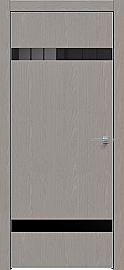 Дверь межкомнатная "Future-704" Дуб Серена каменно-серый, вставка Лакобель черный, кромка-матовый хром