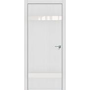 Дверь межкомнатная "Future-704" Дуб Серена светло-серый, вставка Лакобель белый, кромка-матовый хром