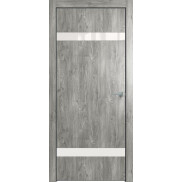 Дверь межкомнатная Future-704 ПВХ, Дуб винчестер серый, глухая, кромка алюминиевая черная матовая, каркасно-щитовая