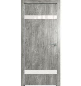Дверь межкомнатная Future-704 ПВХ, Дуб винчестер серый, глухая, кромка алюминиевая матовый хром, каркасно-щитовая