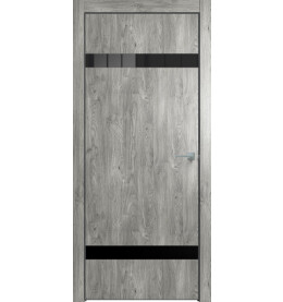 Дверь межкомнатная Future-704 ПВХ, Дуб винчестер серый, глухая, кромка алюминиевая черная матовая, каркасно-щитовая