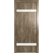 Дверь межкомнатная Future-704 ПВХ, Дуб Винчестер трюфель, глухая, кромка алюминиевая черная матовая, каркасно-щитовая