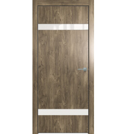 Дверь межкомнатная Future-704 ПВХ, Дуб Винчестер трюфель, глухая, кромка алюминиевая черная матовая, каркасно-щитовая