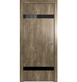 Дверь межкомнатная Future-704 ПВХ, Дуб Винчестер трюфель, глухая, кромка алюминиевая черная матовая, каркасно-щитовая