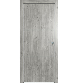 Дверь межкомнатная Future-705 ПВХ, Дуб винчестер серый, глухая, кромка алюминиевая матовый хром, каркасно-щитовая