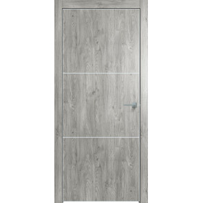Дверь межкомнатная Future-705 ПВХ Дуб винчестер серый, глухая, кромка алюминиевая матовый хром, каркасно-щитовая