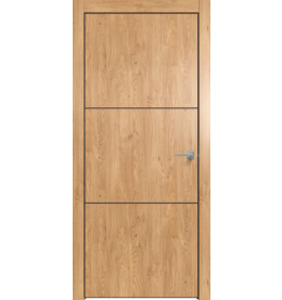 Дверь межкомнатная Future-705 ПВХ, Дуб Винчестер светлый, глухая, кромка алюминиевая черная матовая, каркасно-щитовая