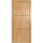 Дверь межкомнатная Future-705 ПВХ, Дуб Винчестер светлый, глухая, кромка алюминиевая черная матовая, каркасно-щитовая