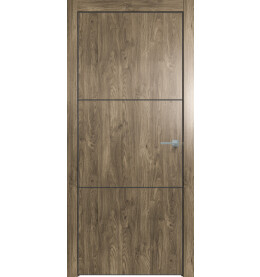 Дверь межкомнатная Future-705 ПВХ, Дуб Винчестер трюфель, глухая, кромка алюминиевая черная матовая, каркасно-щитовая