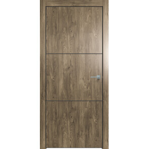 Дверь межкомнатная Future-705 ПВХ Дуб Винчестер трюфель, глухая, кромка алюминиевая черная матовая, каркасно-щитовая