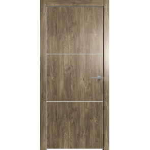 Дверь межкомнатная Future-705 ПВХ Дуб Винчестер трюфель, глухая, кромка алюминиевая матовый хром, каркасно-щитовая
