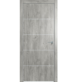 Дверь межкомнатная Future-706 ПВХ, Дуб винчестер серый, глухая, кромка алюминиевая матовый хром, каркасно-щитовая