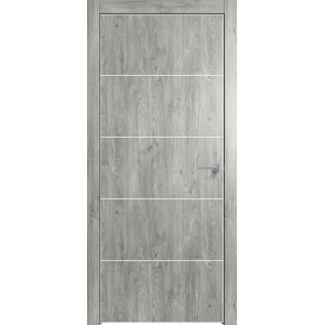 Дверь межкомнатная Future-706 ПВХ Дуб винчестер серый, глухая, кромка алюминиевая матовый хром, каркасно-щитовая