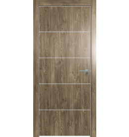 Дверь межкомнатная Future-706 ПВХ, Дуб Винчестер трюфель, глухая, кромка алюминиевая матовый хром, каркасно-щитовая