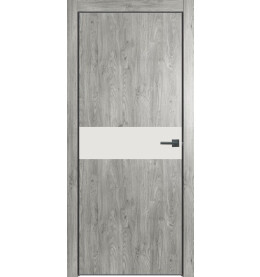 Дверь межкомнатная Future-707 ПВХ, Дуб винчестер серый, глухая, кромка алюминиевая черная матовая, каркасно-щитовая
